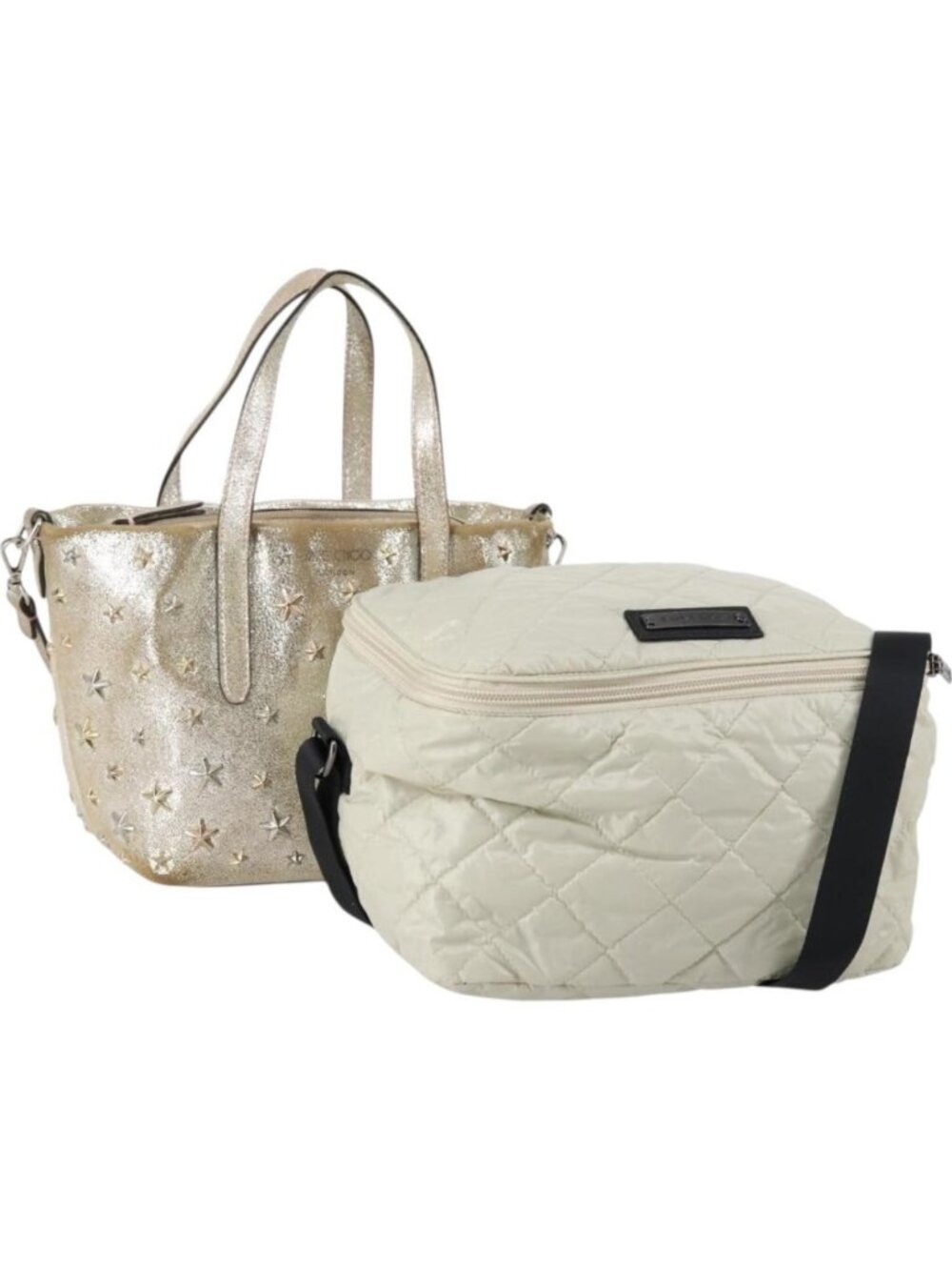 BURBERRY Jimmy Choo Shoulder Bag Nylon Leather 2 Set Beige Ivory
